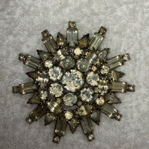 Elegant Silver Crystal Brooch